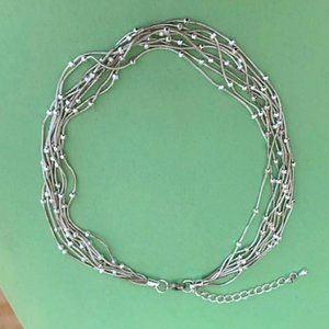 Multi-strand silver color statement necklace